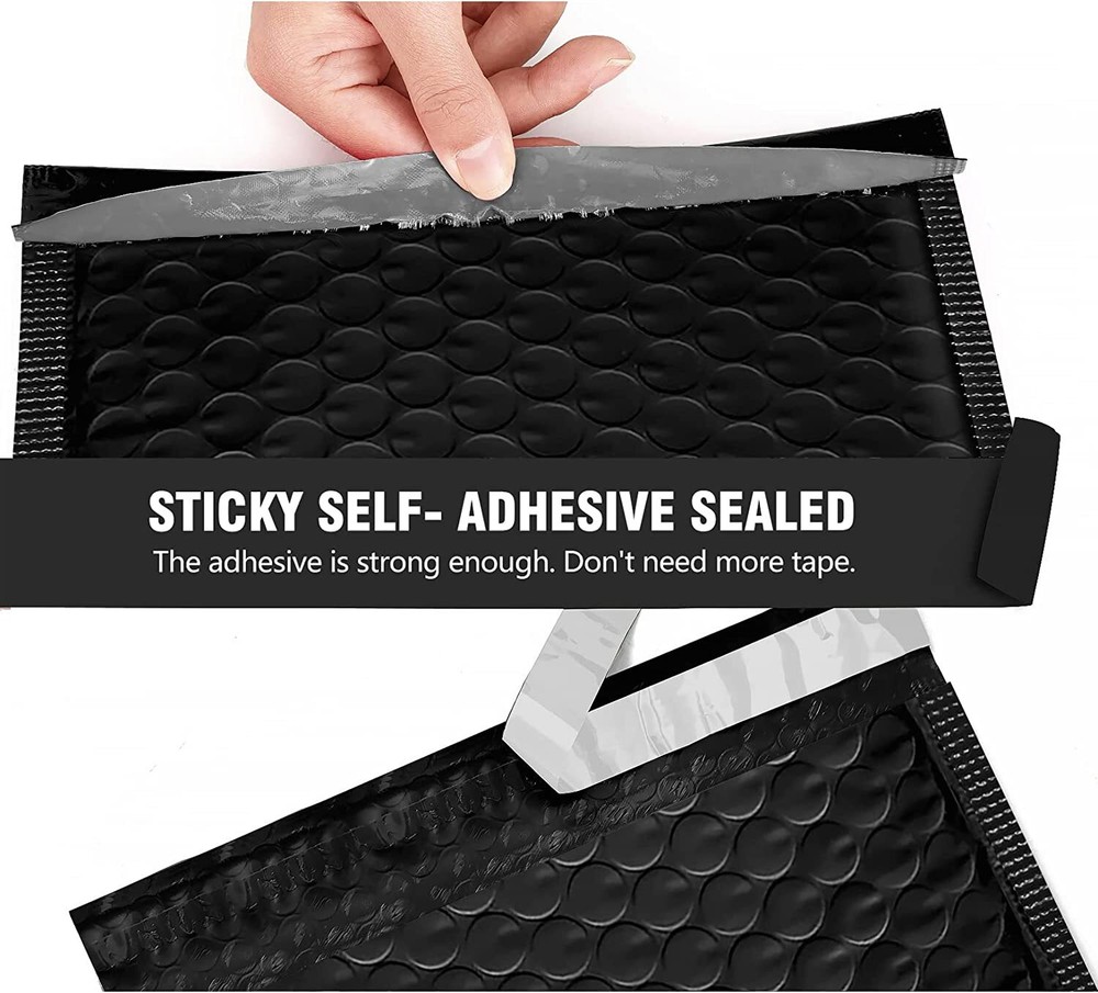 25 #000 4x8 Black Poly Bubble Padded Envelopes Self-Sealing Mailers