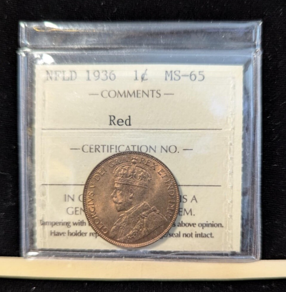 1936, ICCS Graded Newfoundland Large One Cent, **MS-65**XPY 653
