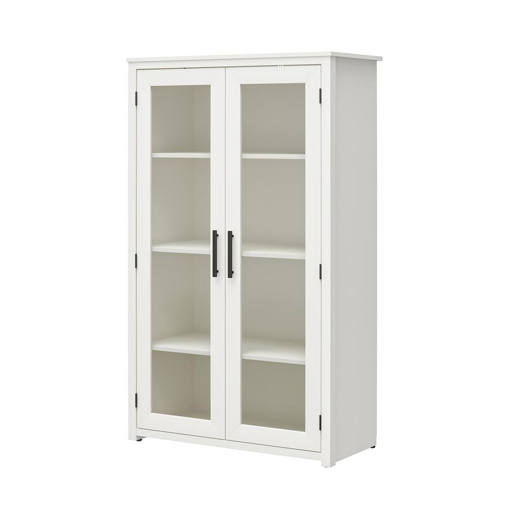 Modern Curio Cabinet w/ Glass Doors & 2 Adjustable Shelves