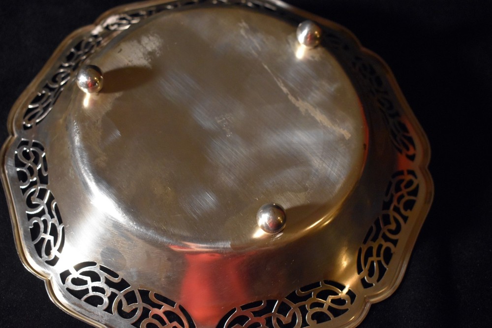 8 Inch Silver-Plated Footed Lace Pattern Platter/Dish - Germany