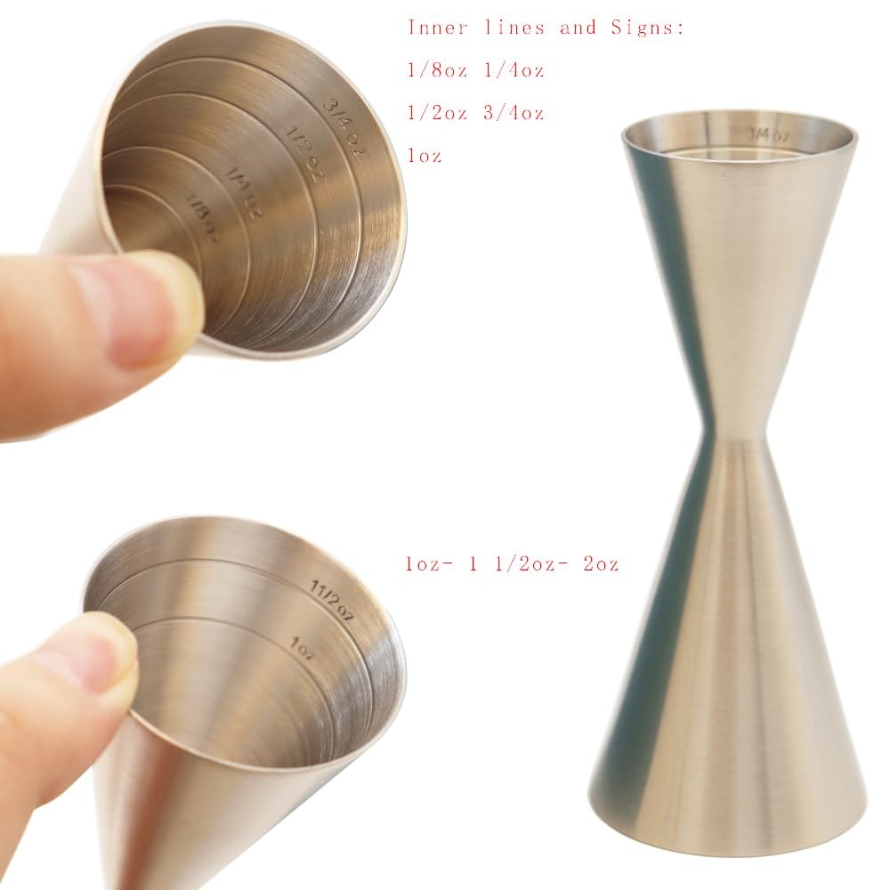 Brushed Polish Double Side Bartender tools Classic Slim Cocktail Jigger 1/2oz...