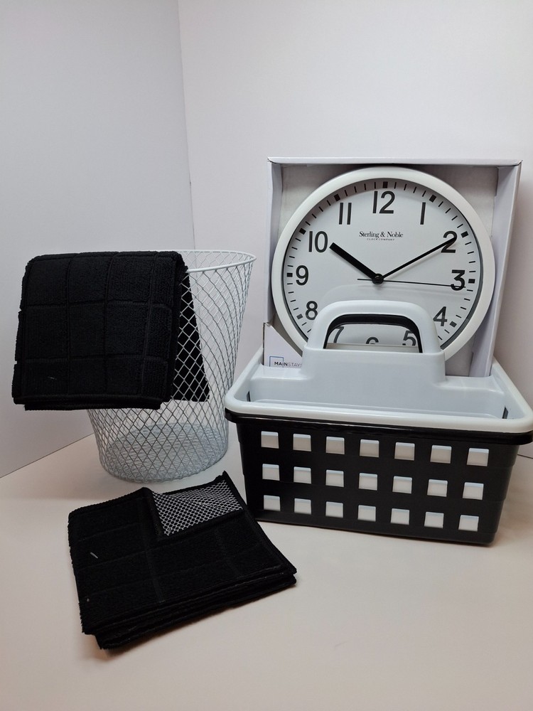 College Dorm Starter Kit – White Clock Edition | 6-Piece Essentials Bundle