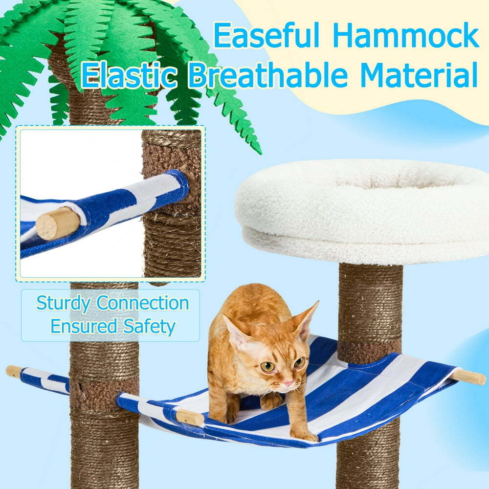 Cat Tree with Cat Hammock & Perch, Palm Tree Cat Scratching Post for Indoor Cats