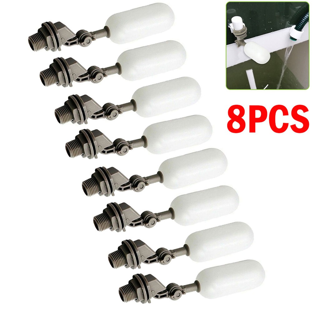8PC Water Float Valve with Adjustable Arm Plastic Water Filter Float 1/2 Inch.
