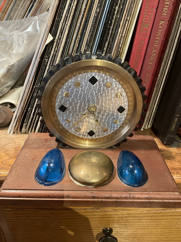 Custom Made Ford Drive Gear Clock With Ford Blue Lens Covers & Brass Model B Cap