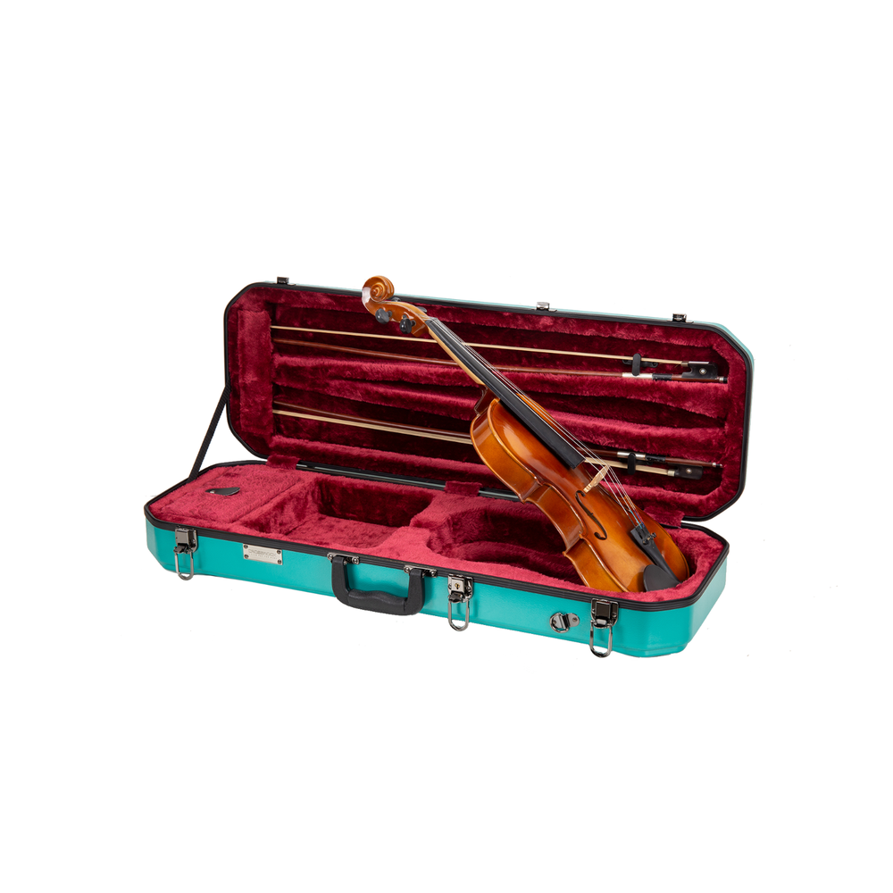 Crossrock 4/4 size Violin Case-ABS Molded Hardshell,Detachable Straps-Mint Blue