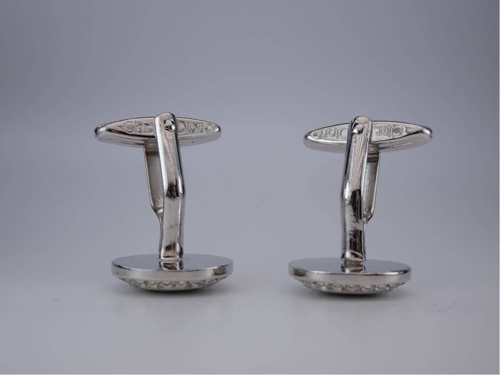 Christian Dior Circle Rhinestone Cd Logo Cufflinks