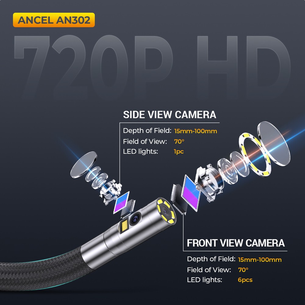 ANCEL AN302 210° Two-Way Articulating Borescope Endoscope Inspection Camera