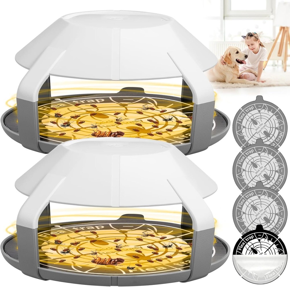 2-Pack Flea Trap Lamp - Effective for Home/Pet Area Flea Elimination