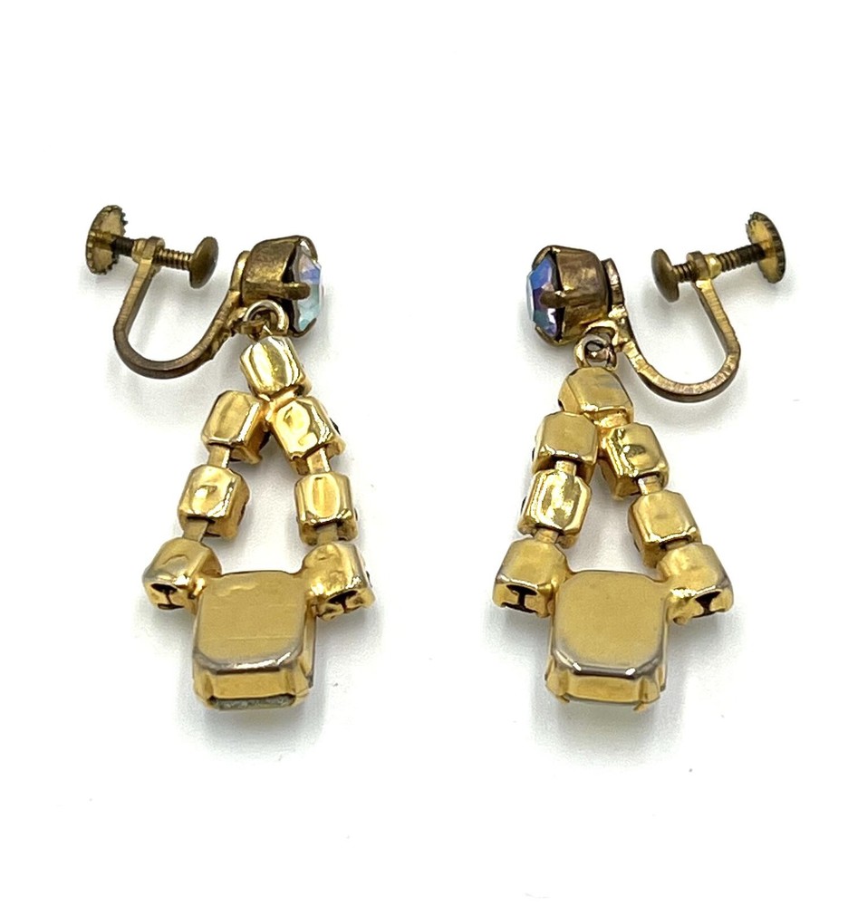 Austrian Aurora Borealis Rhinestone Dangle Earrings
