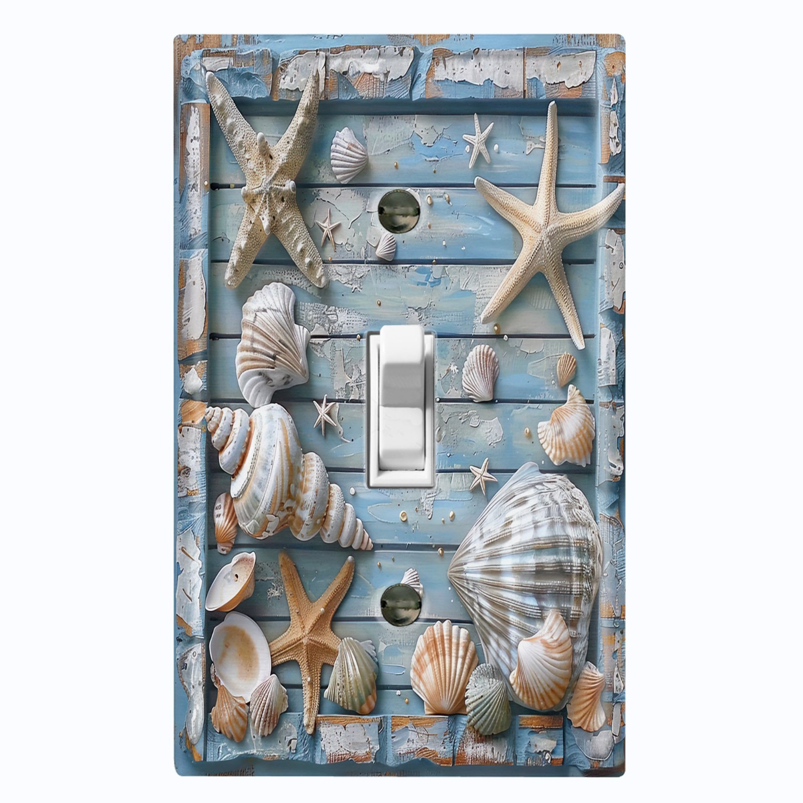 Metal Light Switch Outlet Cover Wall Plate Starfish Shell Beach Decor OCN129
