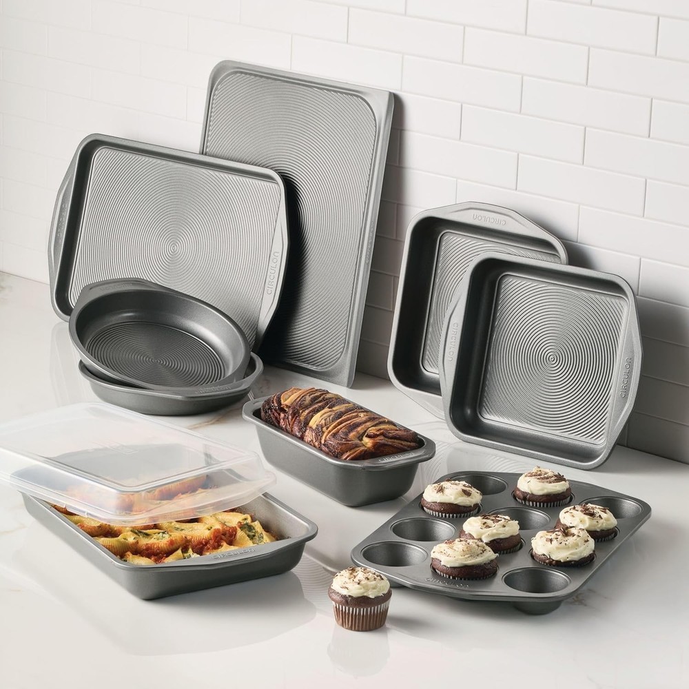 Total Nonstick Bakeware Set W/ Nonstick Bread Pan Cookie Sheet Baking Pan Baking