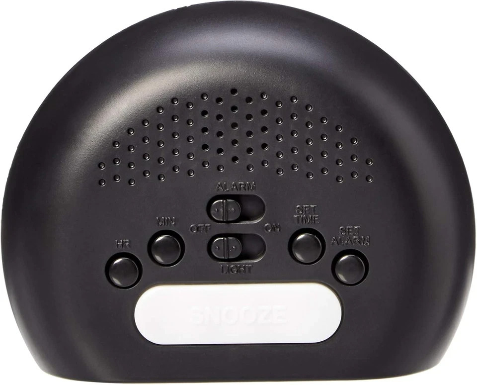 Amazon Basics Small Digital Oval Alarm Clock with LED Display, Nightlight & Batt