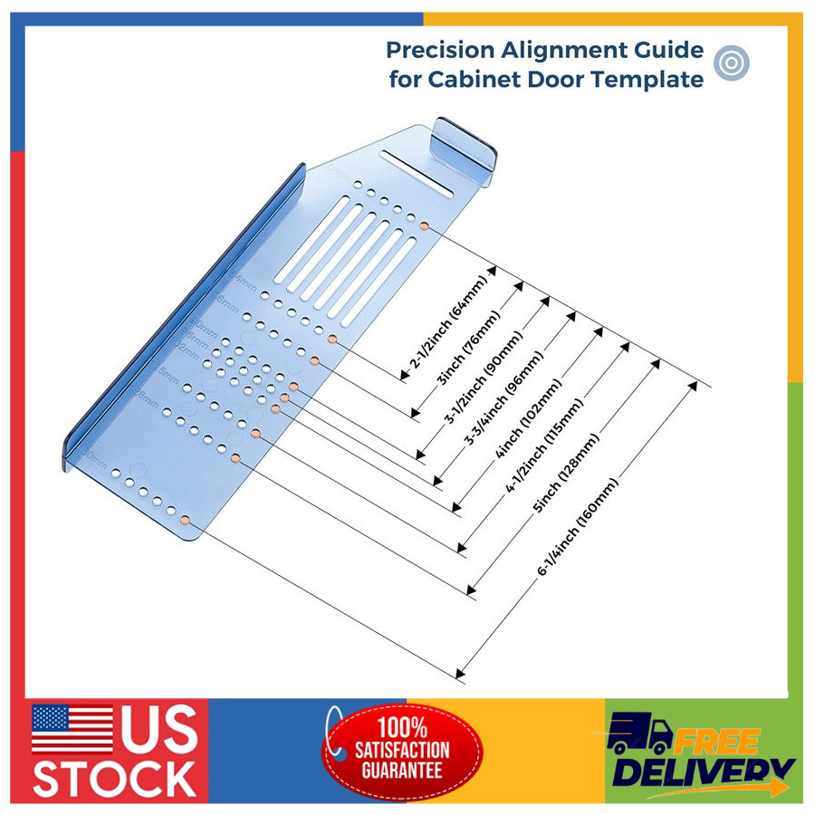 Cabinet Hardware Jig Drill Template for Knobs and Handles Drawer Pull Guide Tool