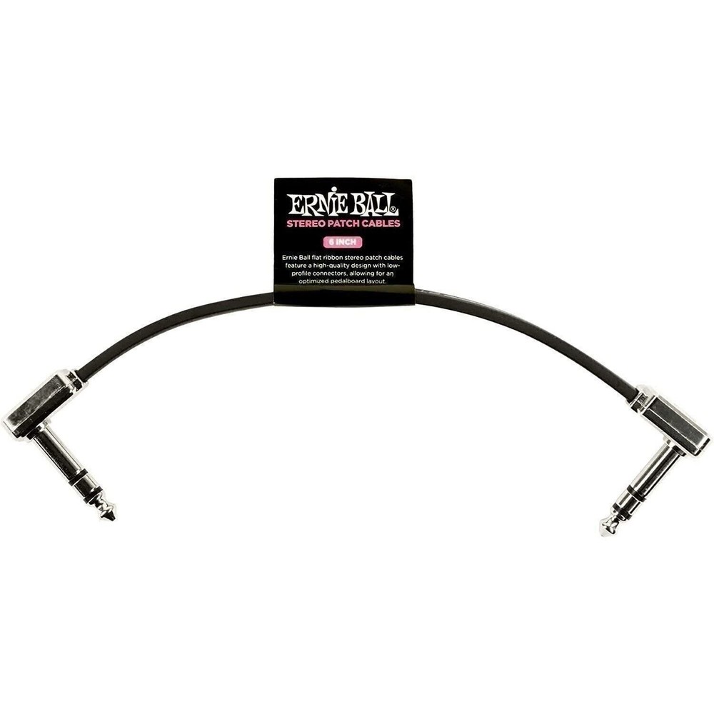 Ernie Ball Stereo Guitar Patch Cable 6" Flat Right Angle Effects Pedal