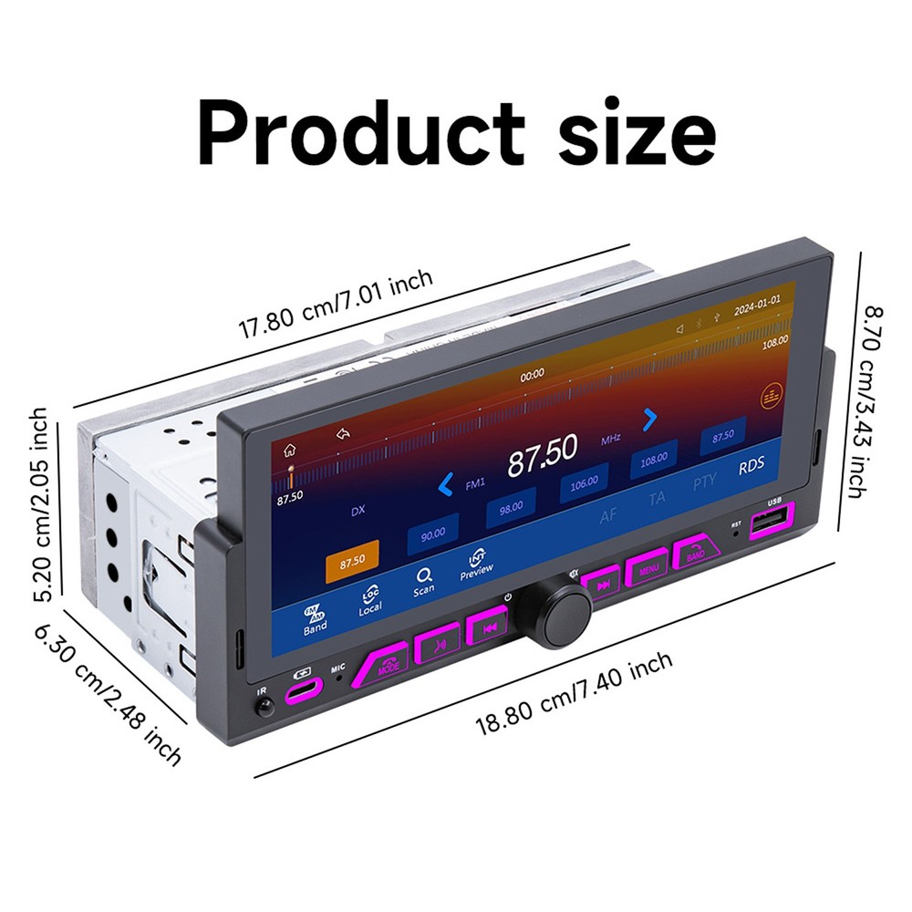 6.86 Inch Touchscreen Car Stereo with Wireless For Apple Carplay Android Auto