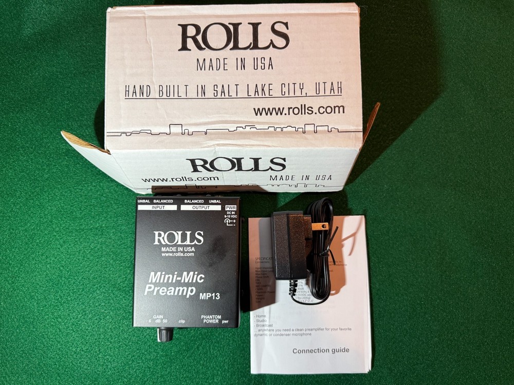 Rolls MP13 Mini-Mic Microphone Preamp Phantom Power Gain Control XLR TRS