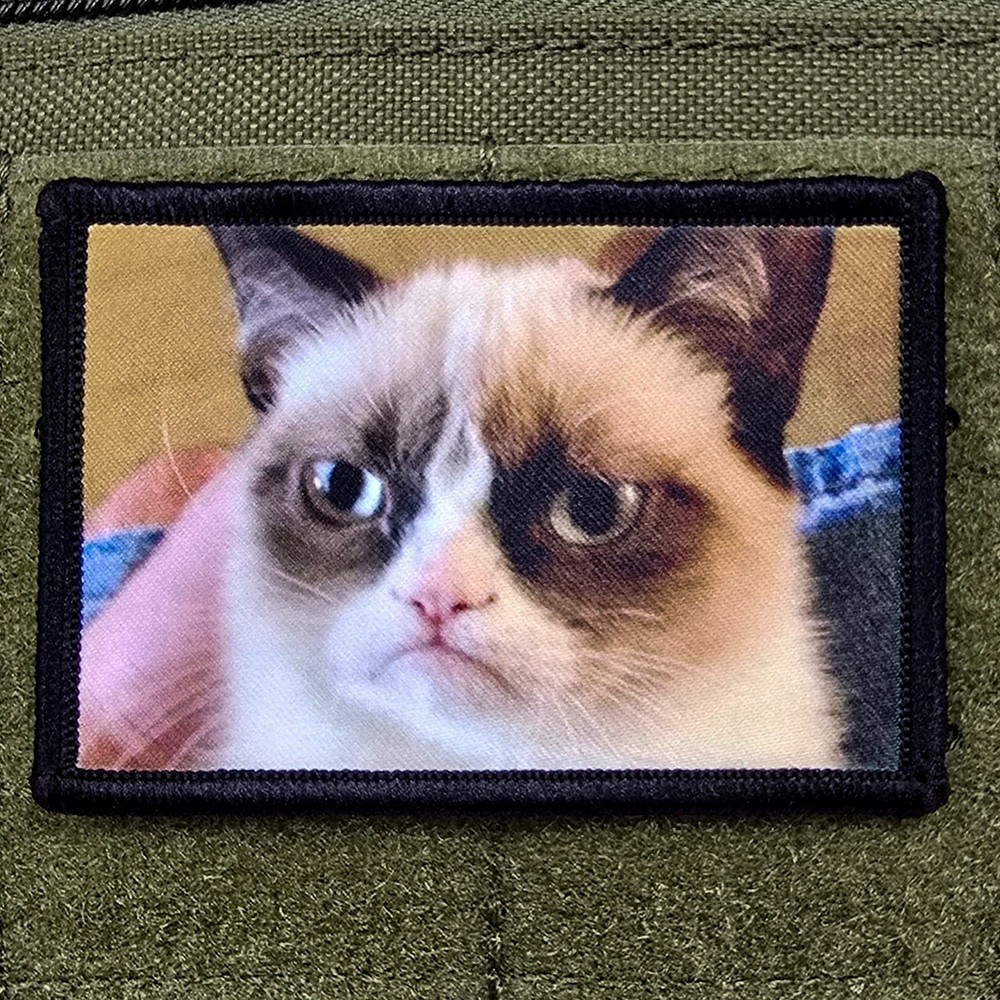 Grumpy Cat Patch Moral Tactical Meme Army Kitty Meow Meow Hook & Loop 3x2