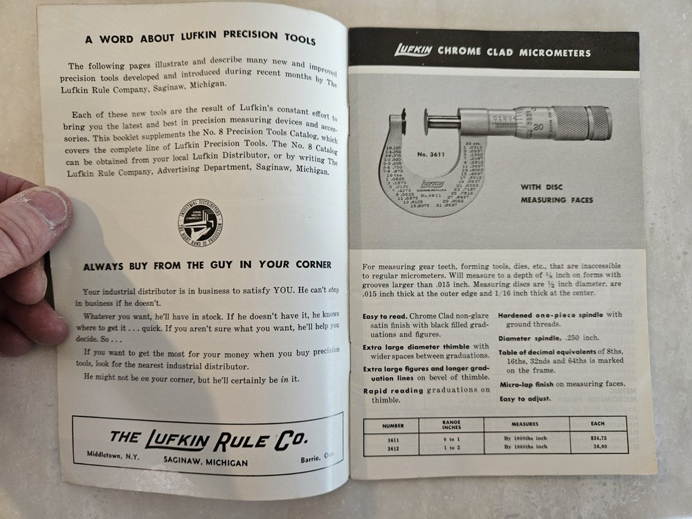 New Lufkin Precision Tools Catalog 1959