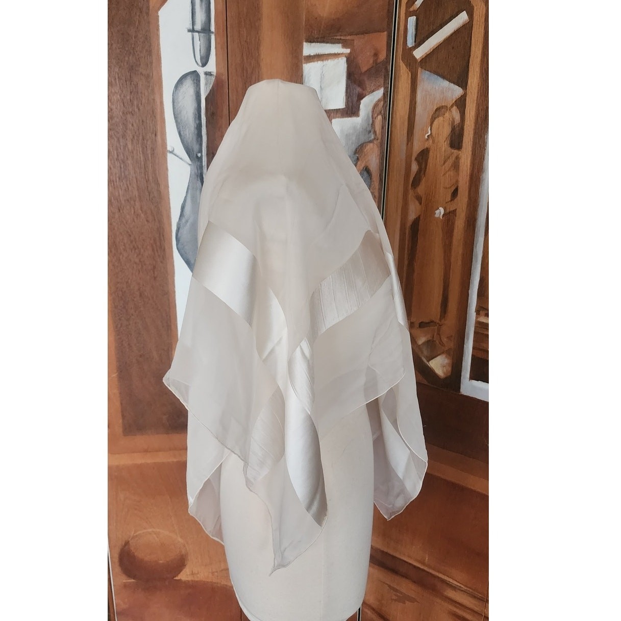 VTG 50s Christian Dior COLIFICHETS Scarf Cream Silk Square Rare Museum Archive