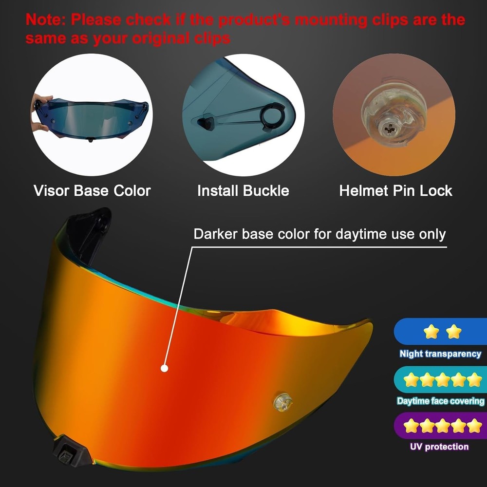 Helmet Visor Replacement for KYT R2R, Deep Red