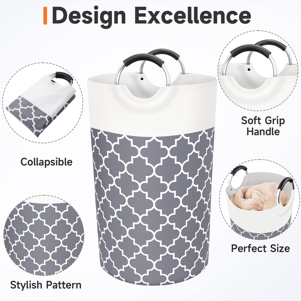 Fabspace Large Laundry Basket Hamper Bag Washing Bin 82L, Gray