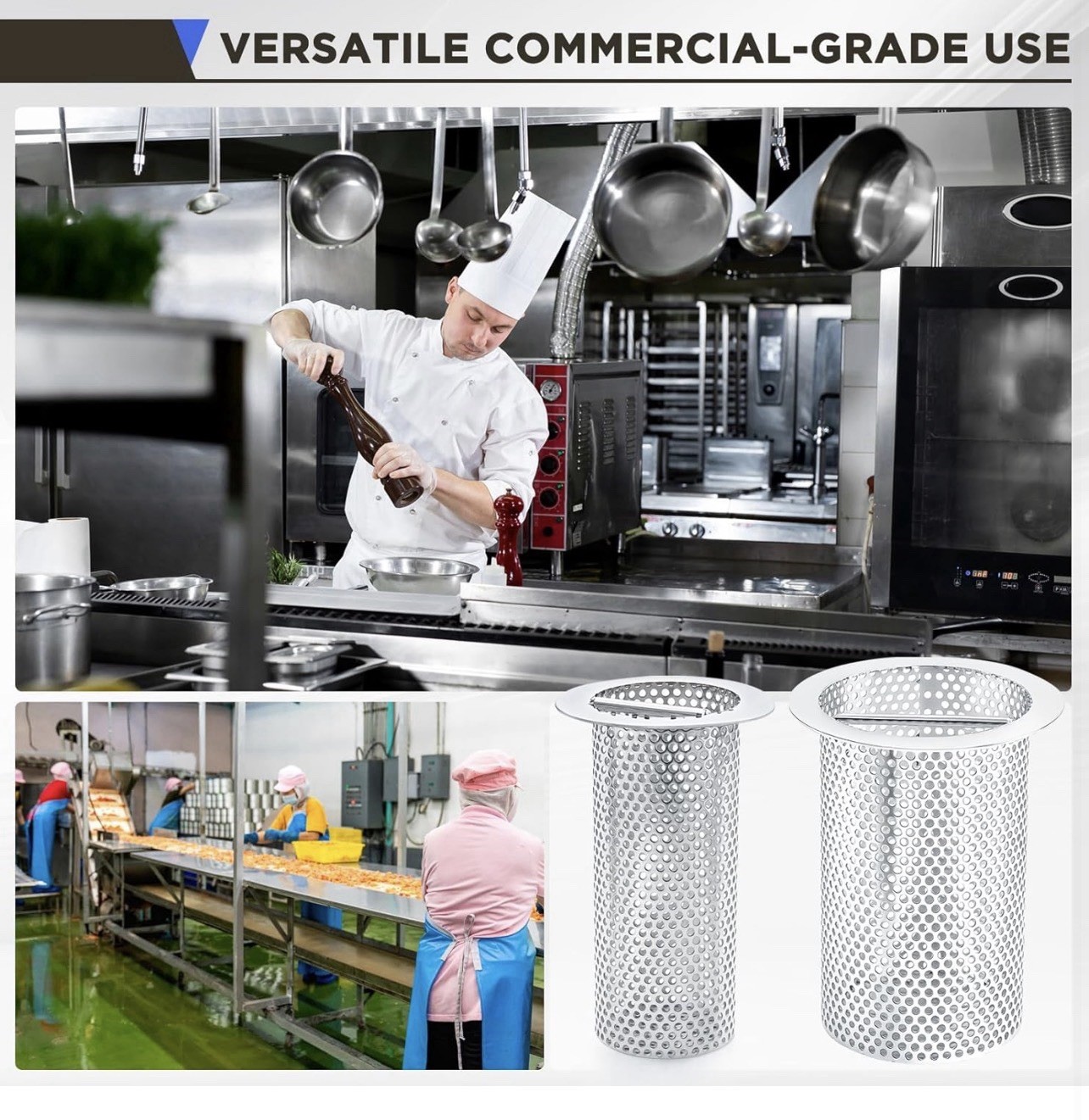 4" Diameter Commercial Floor Drain Strainer 6" Tall Perforated New