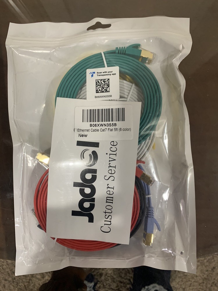 Cat 6 Ethernet Cable 5 ft  6 Color- Flat Internet Network Cable- jadaol (6pack)