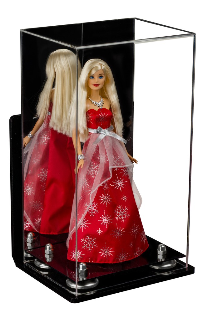 Versatile Acrylic Display Case- Box w/ Mirror,Wall Mount & Silver Risers (A092)