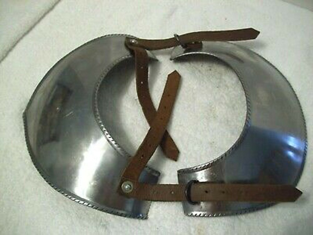 BOTH Medieval Gorget & Pauldrons Neck & Shoulder Guards 16G LARP Armor Set
