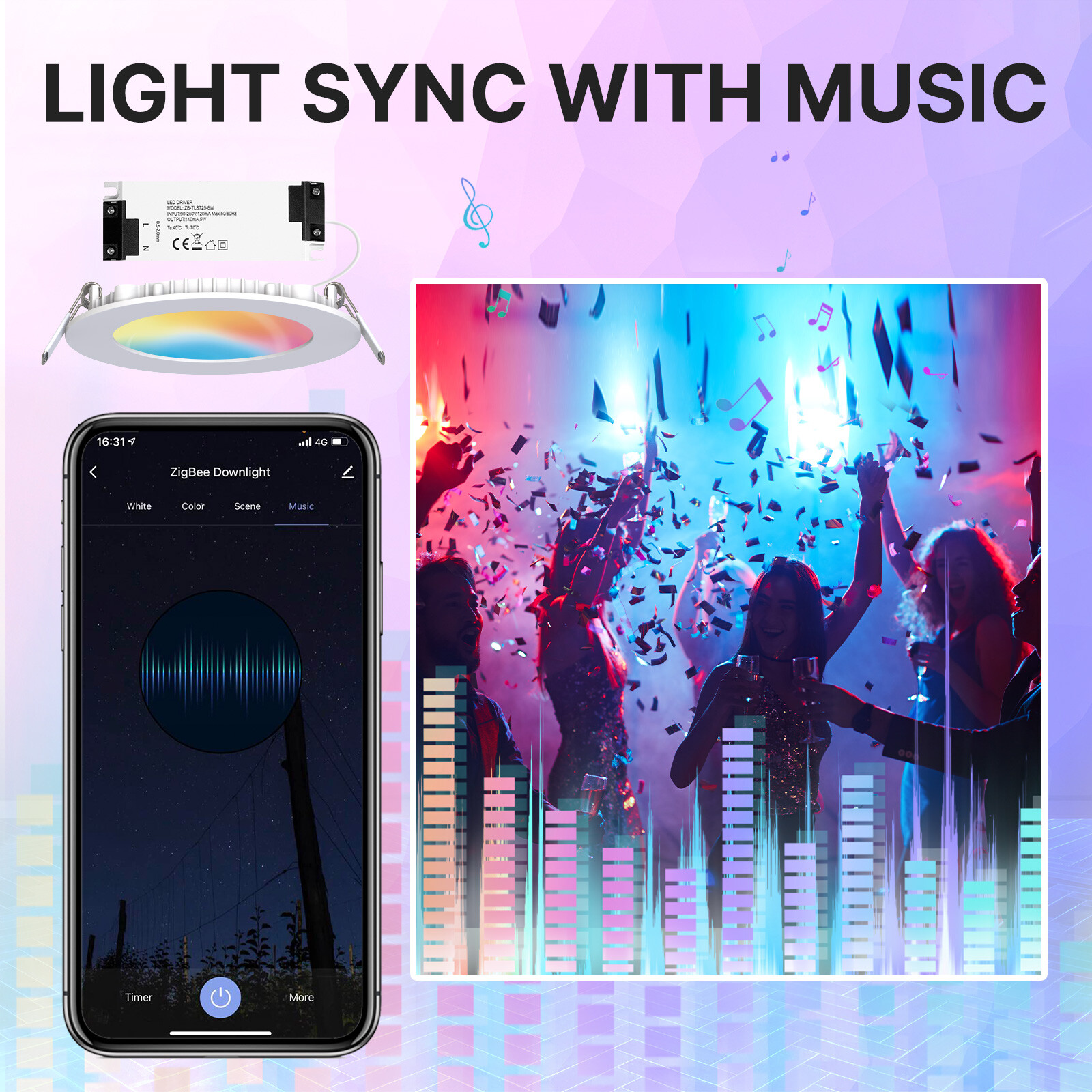 MOES ZigBee Smart LED Downlight Ultrathin Dimmable Spot Bulbs 6W RGB Cool + Warm