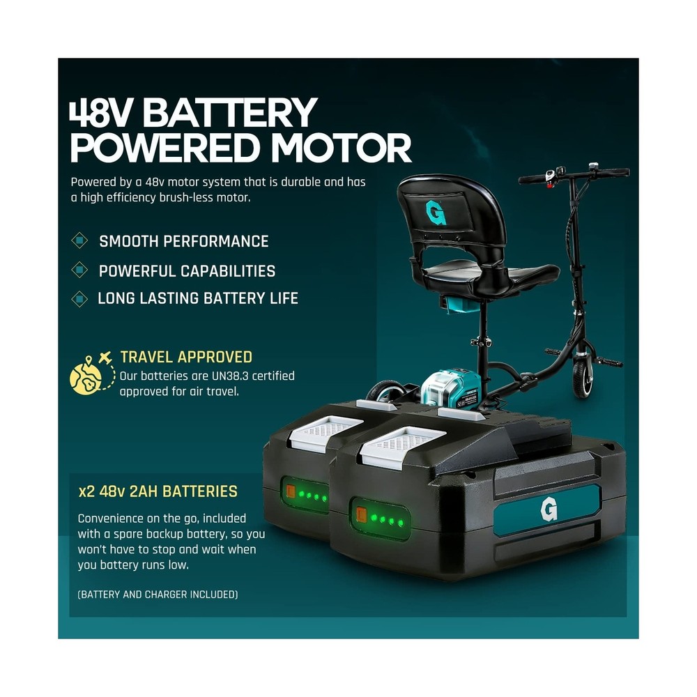G 3 Wheel Folding Mobility Scooter Basic - Electric Powered, Airline Friendly...