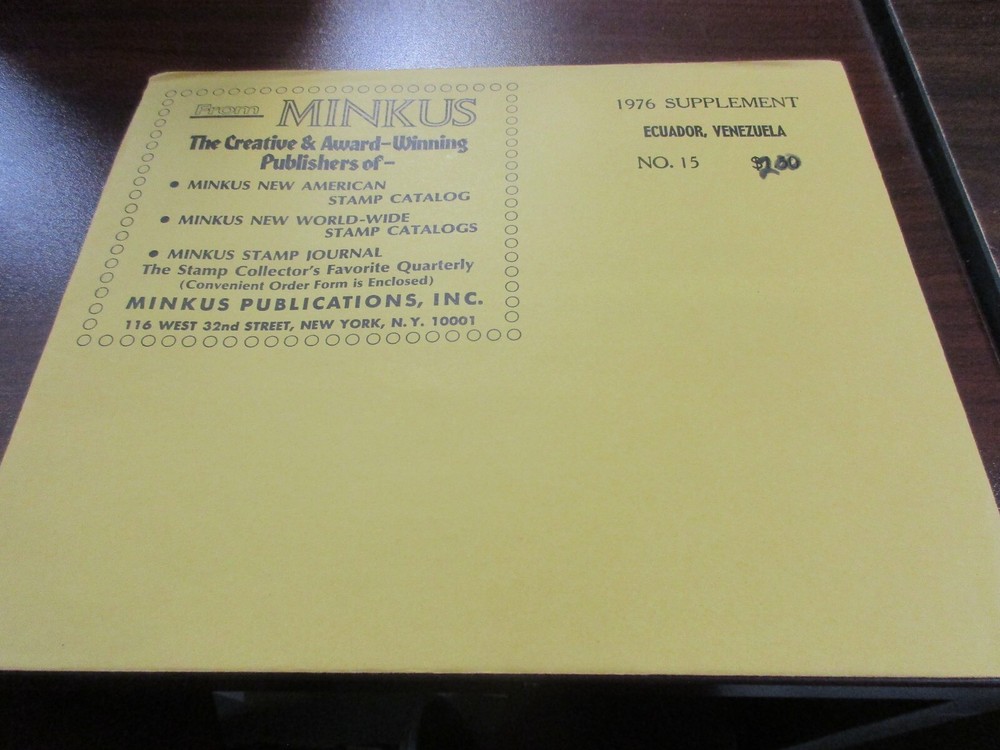 "MINKUS" 1976 SUPPLEMENT ECUADOR, VENEZUELA  #15 W/FREE SHIPPING!!!