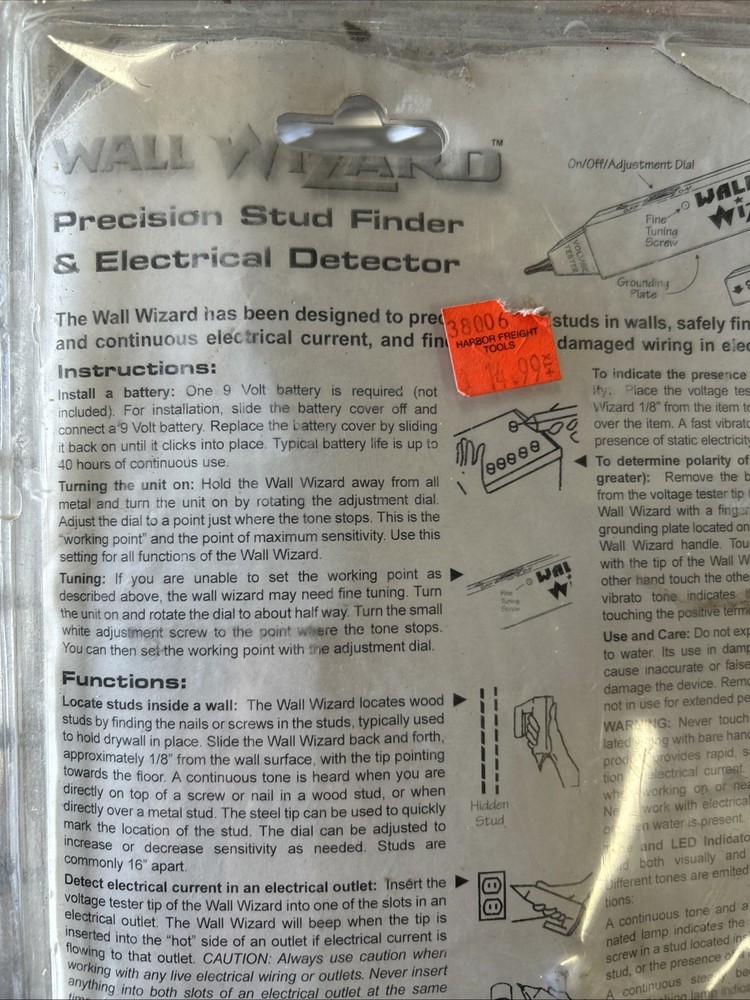 Wall Wizard precision stud finder and electrical detector