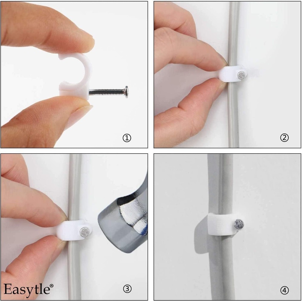 Sturdy 100-Piece Nail-In Cable Clips - Easy Installation & Secure Holding