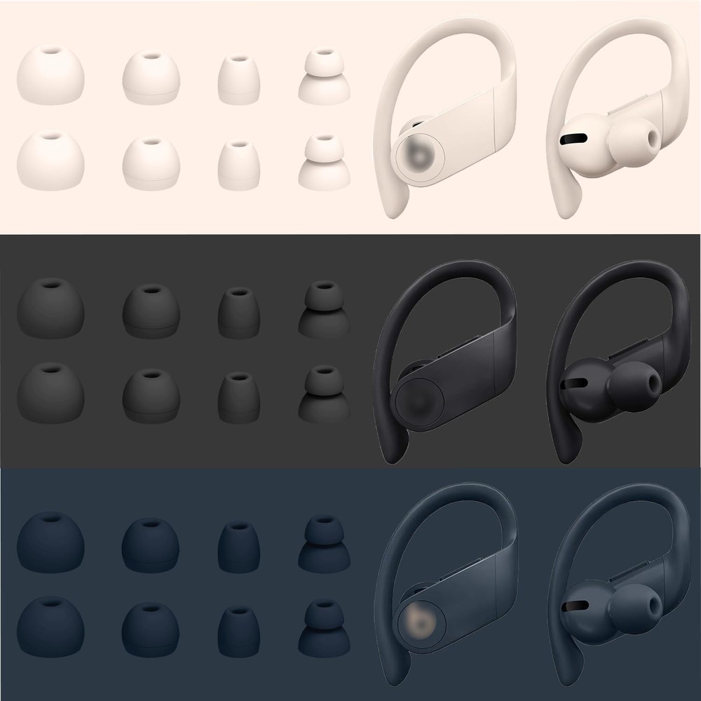 4 Pairs Replacement Eartips for Powerbeats Pro Earbuds with Ivory white