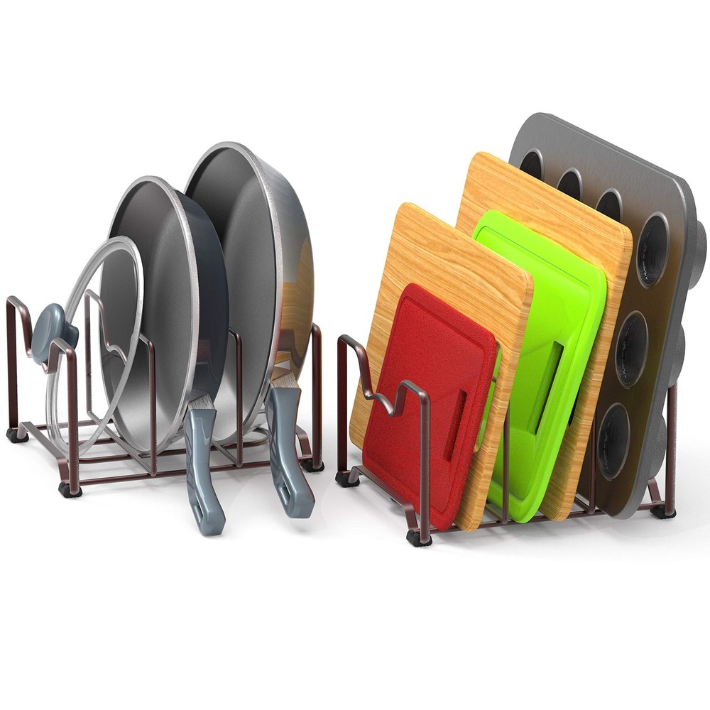 Simple Houseware Kitchen Cabinet Pantry and Bakeware Organizer Rack Holder, B...