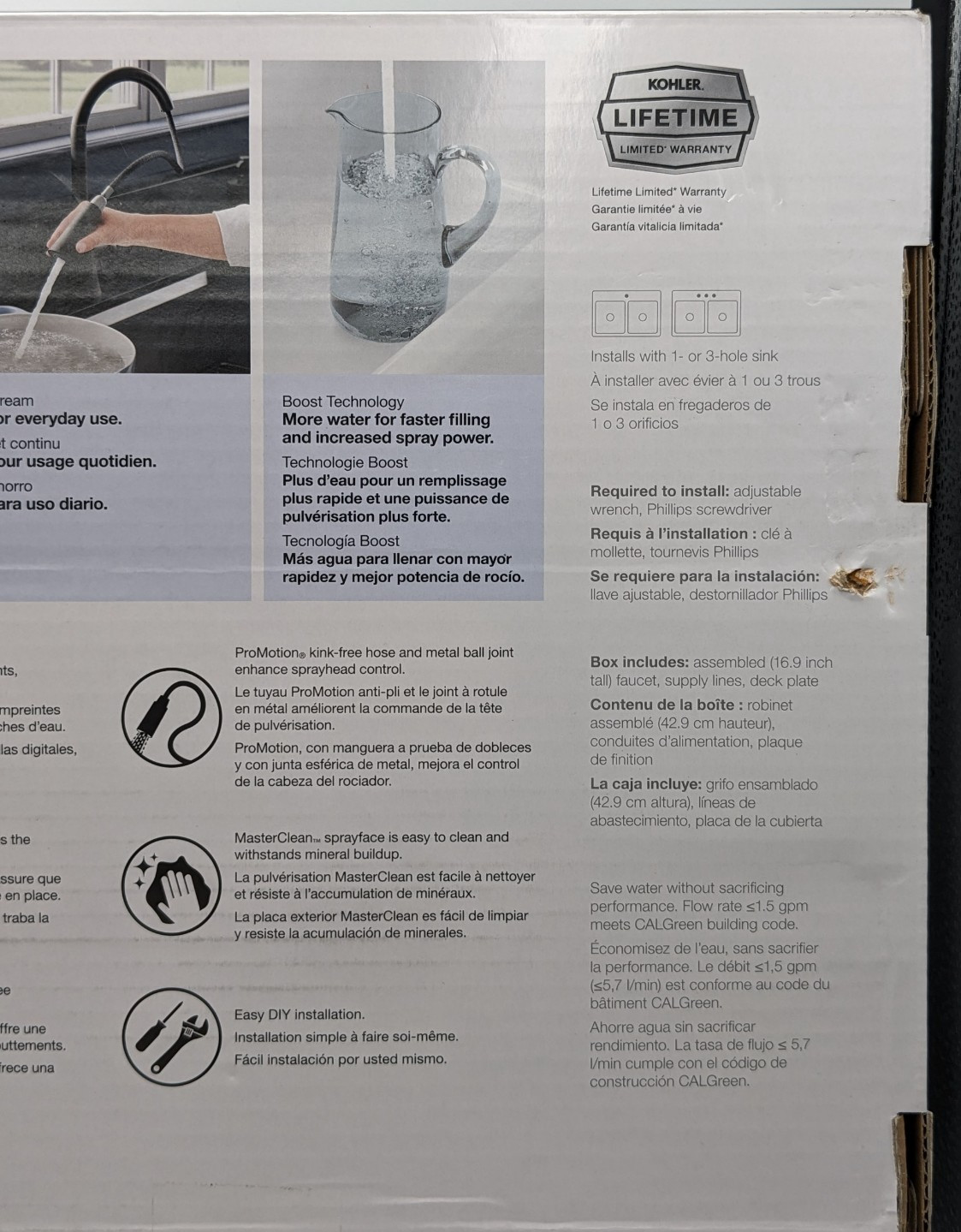 Kohler - Guild - Pull-Down Kitchen Faucet - Matte Black Finish- New Open Box