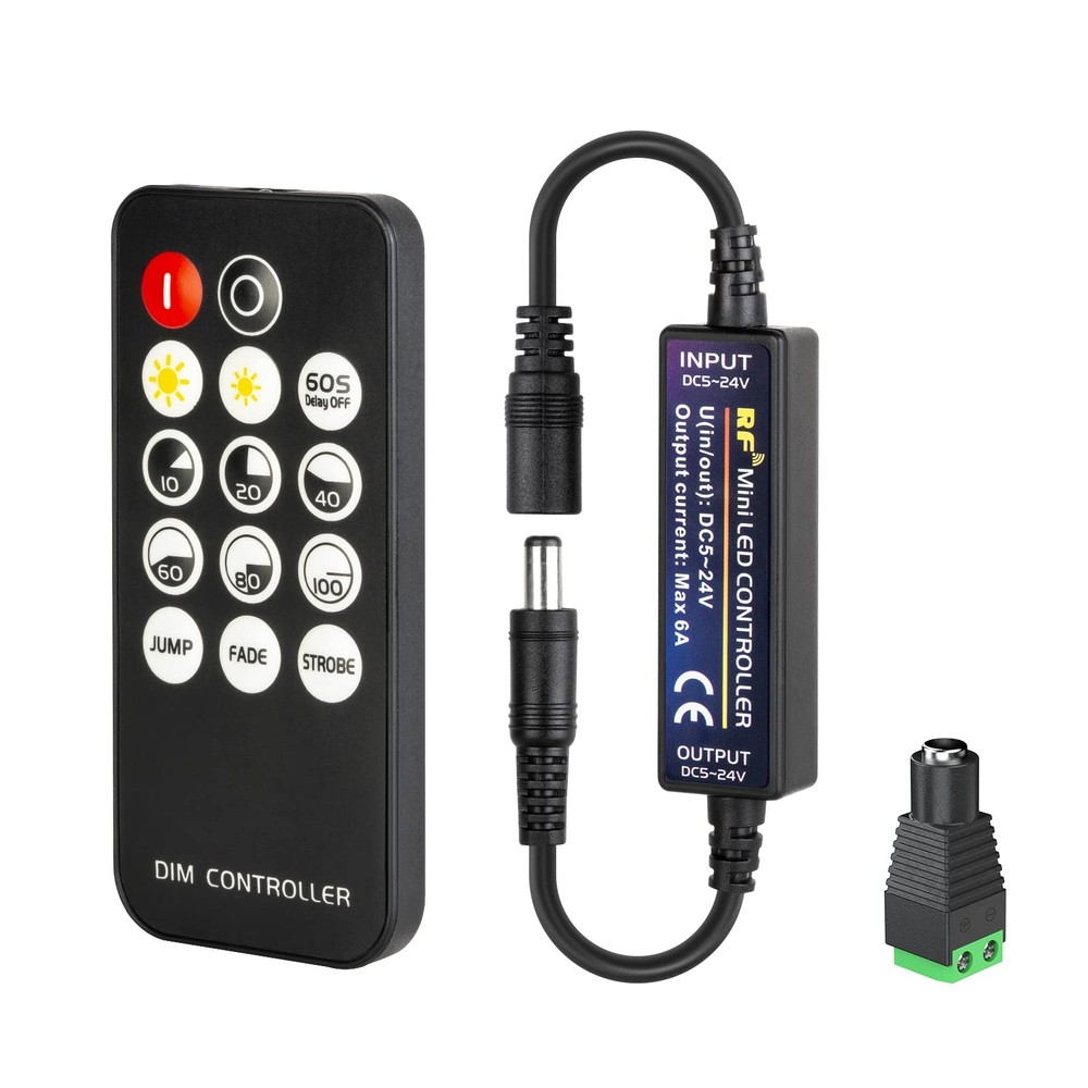 Mini RF Dimmer Controller, 14 Keys, DC5V-24V, Single Color, LED Strips, Switch