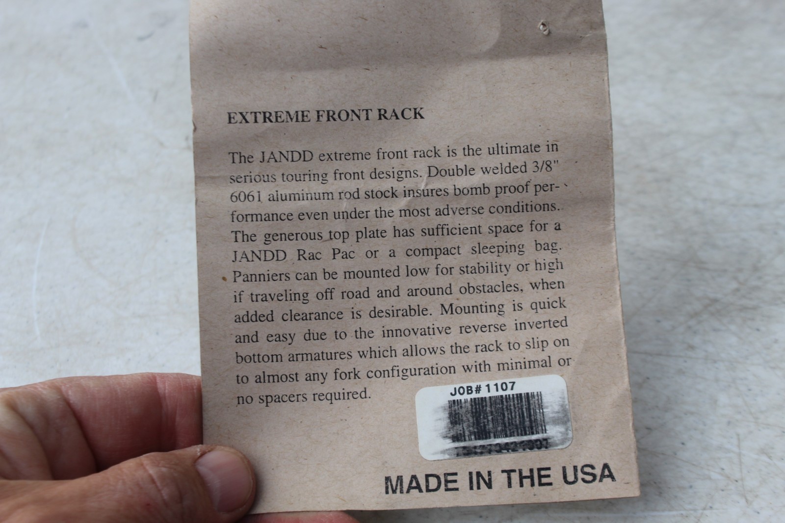 Jandd Stainless Steel fasteners Extreme Front Rack w Instructions Hardware Clamp