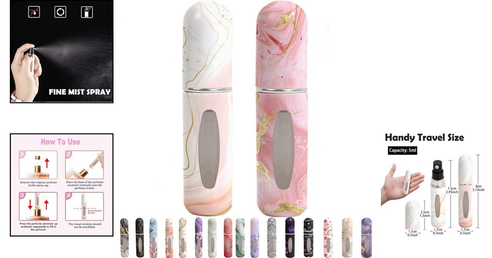 Portable 5ml Perfume Atomizers with Unique Patterns - Perfect Travel Gift