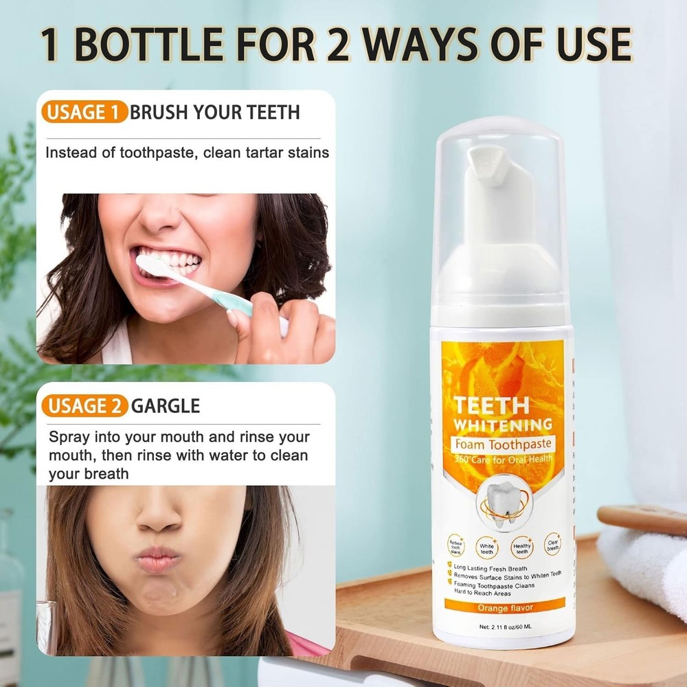 Teeth Whitening Toothpaste, Mousse Foam Toothpaste, 2 Pack Foam Toothpaste for U