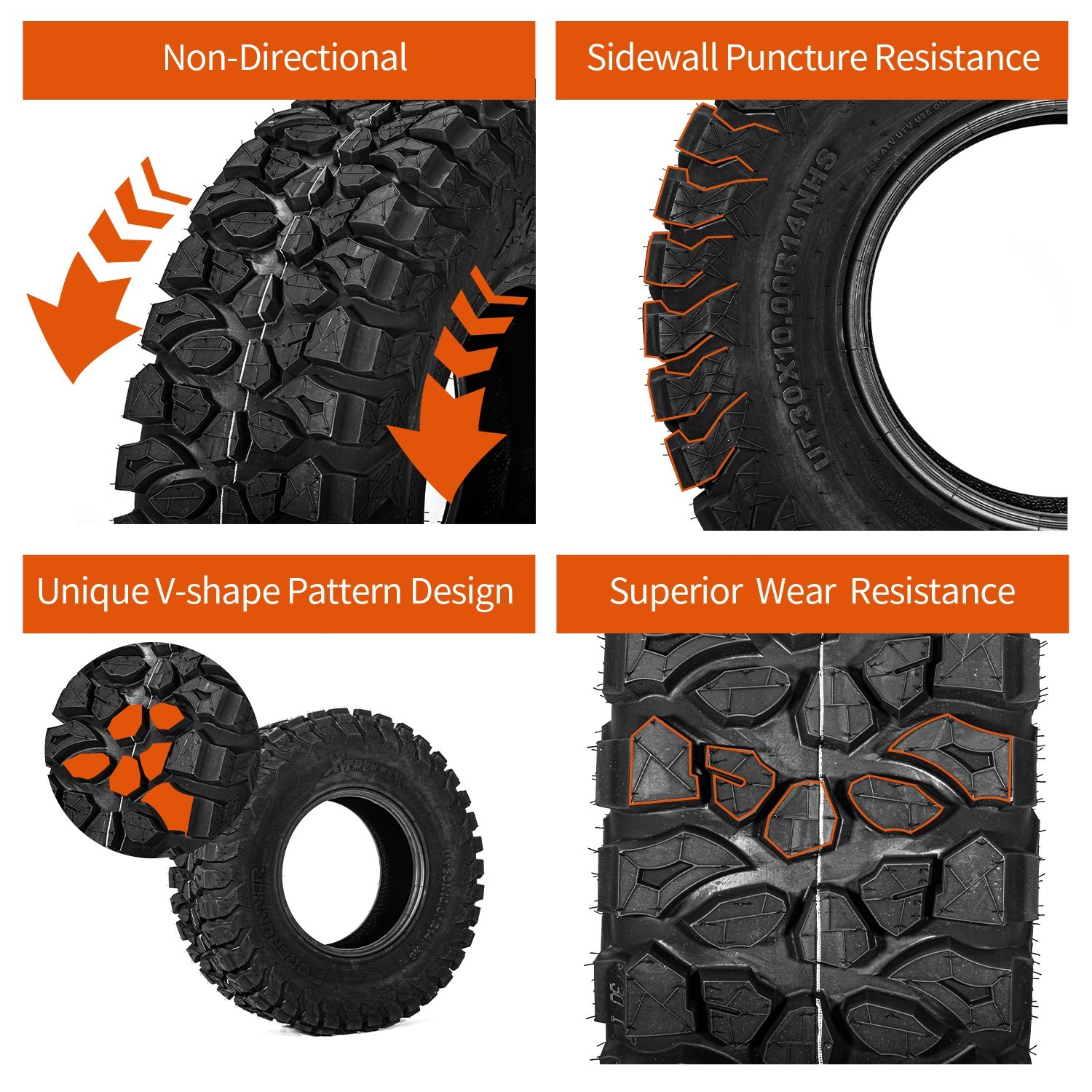 4X 32x10x14 10PR Radial 32x10R-14 ATV UTV Tires 32 10R 14 All Terrain Heavy Duty
