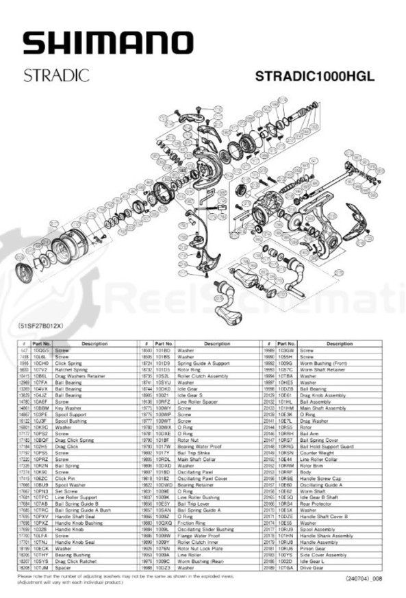 SHIMANO Reel Handle 10RU8 /RD20179 / fits 2019 Stradic 1000HG-L