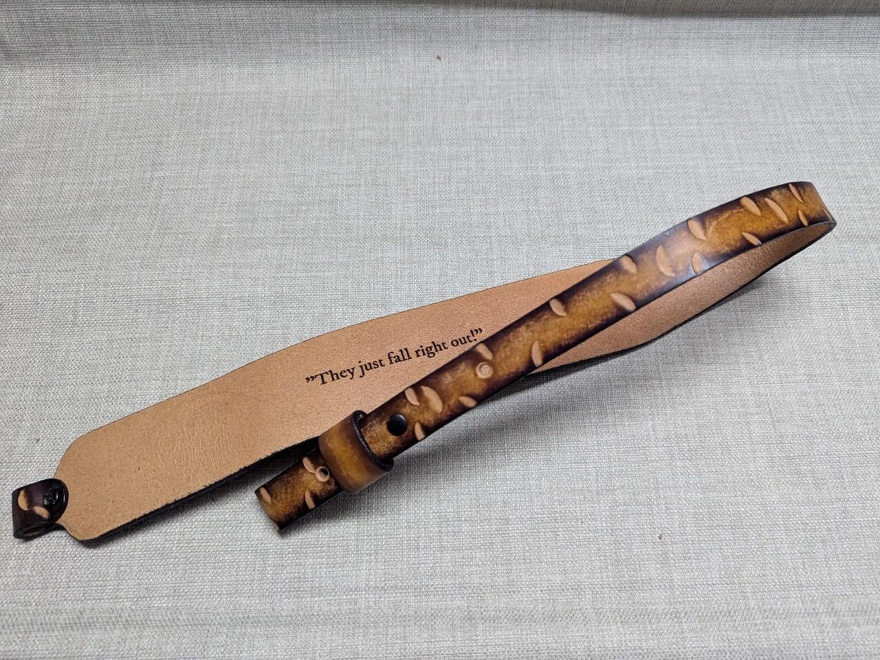 vintage CUSTOM cowhide leather TOOLED deer hunting RIFLE SLING gun belt CRAIG