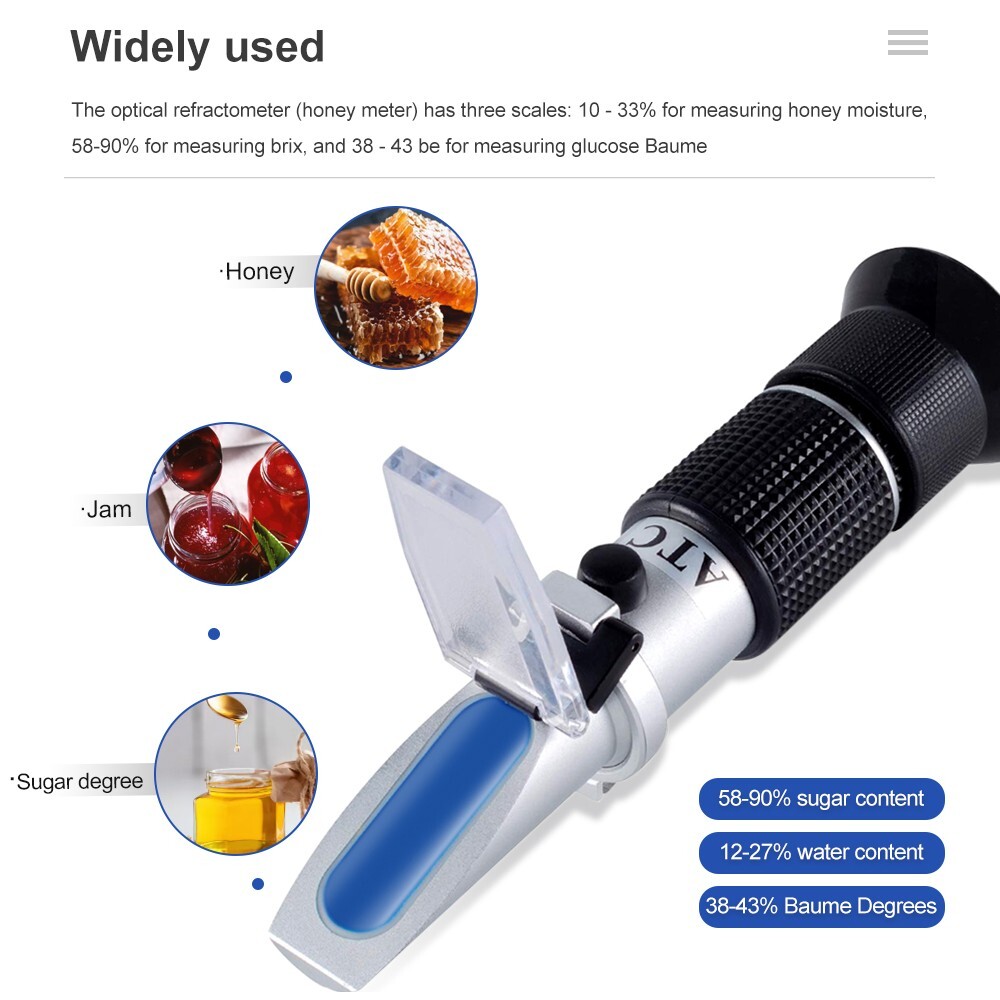 58~90% Honey Brix Refractometer Handheld Portable Refractometers with ATC
