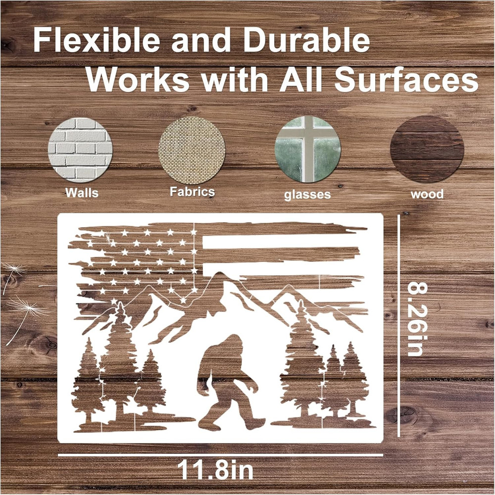 Large Stencils for Painting on Wood Forest Mountains Pine Tree Pattern Plastic T