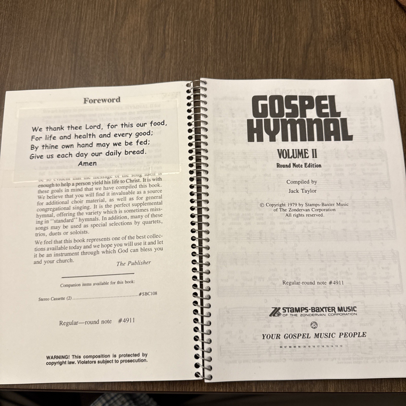 Gospel Hymnal Volume 2 Spiralbound Stamps Baxter Vintage 1979 Songbook