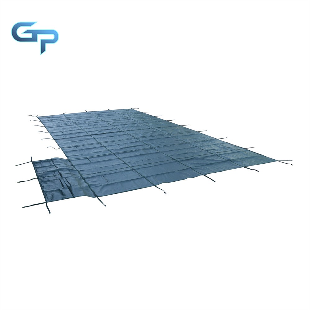 Solid Rectangular Pool Safety Cover With 4'x8' Right Step and Drain For 20x40FT