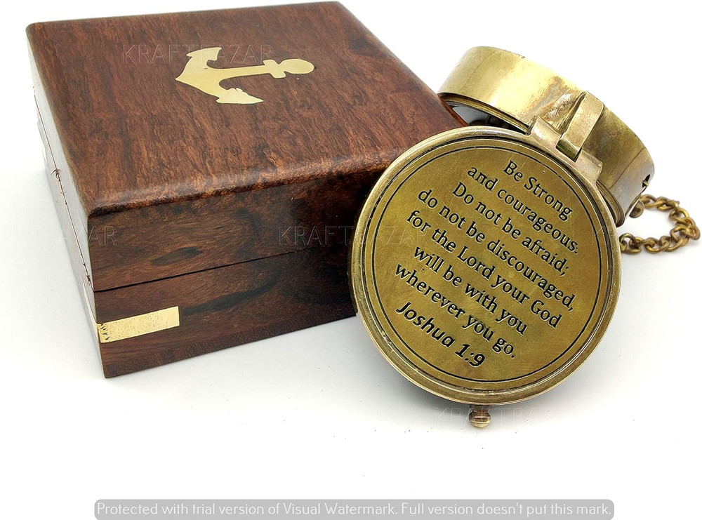 Be Strong and Courageous, Do Not Be Afraid Engraved Compass, Joshua 1 9 Engraved